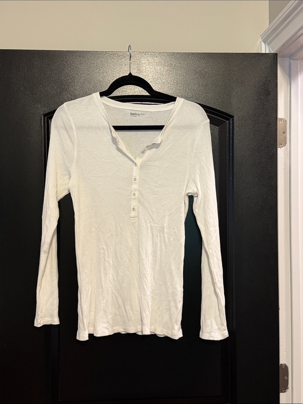 Everyday White Long-Sleeve Henley Tee — Classic Button Front